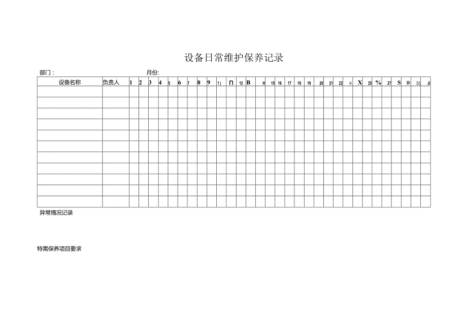 设备日常维护保养记录台账.docx_第1页