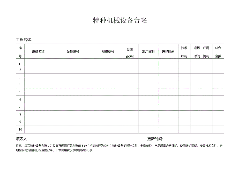 特种机械设备管理台账.docx_第1页