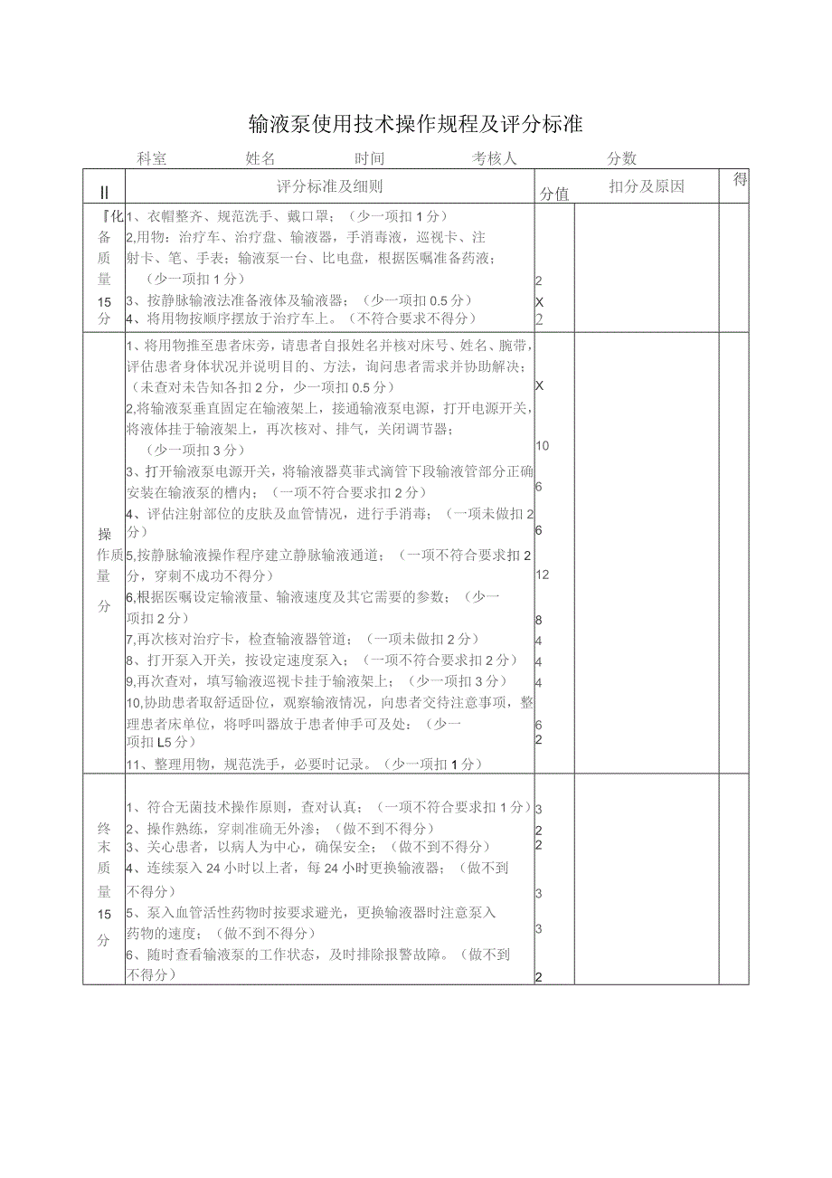 输液泵、微量泵技术操作规程及评分标准.docx_第1页