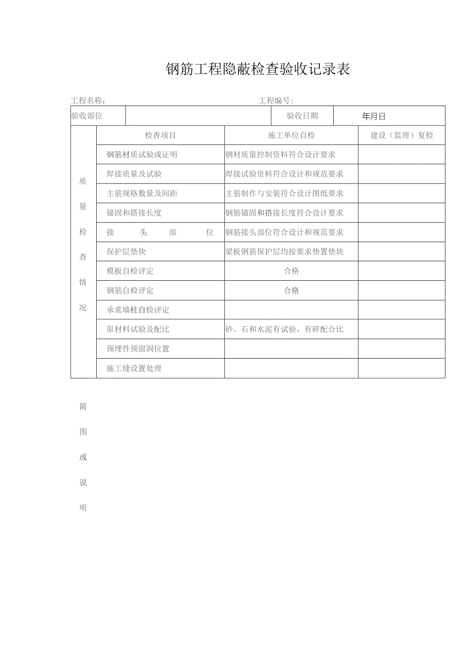 钢筋工程隐蔽检查验收记录表.docx_第1页