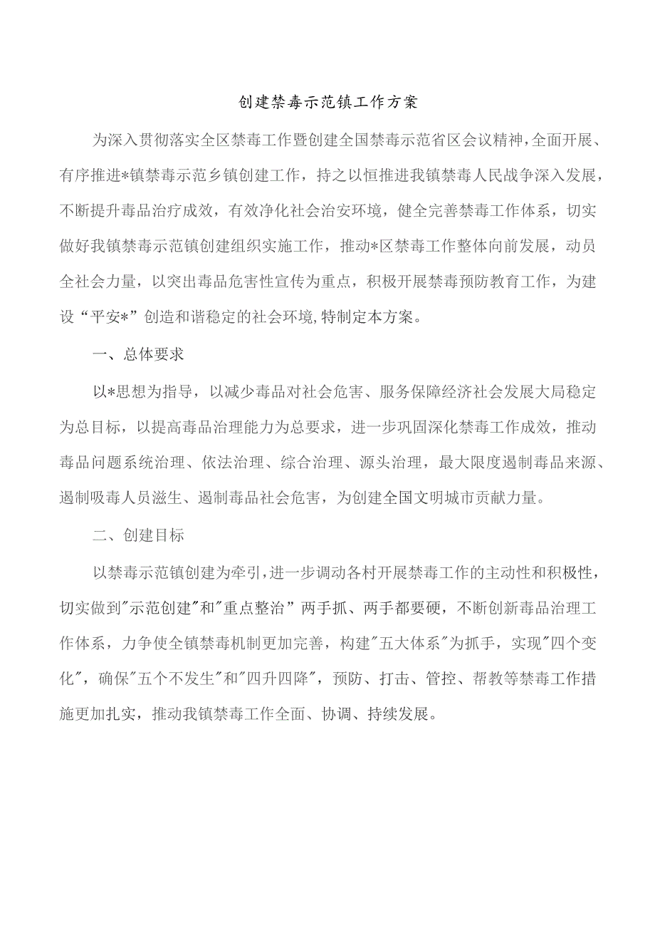 创建禁毒示范镇工作方案.docx_第1页