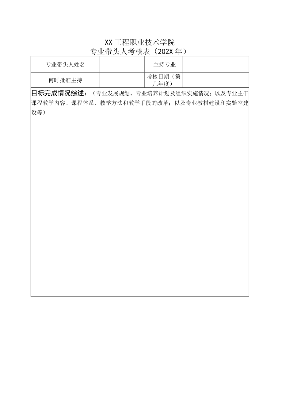 XX工程职业技术学院专业带头人考核表（202X年）.docx_第1页