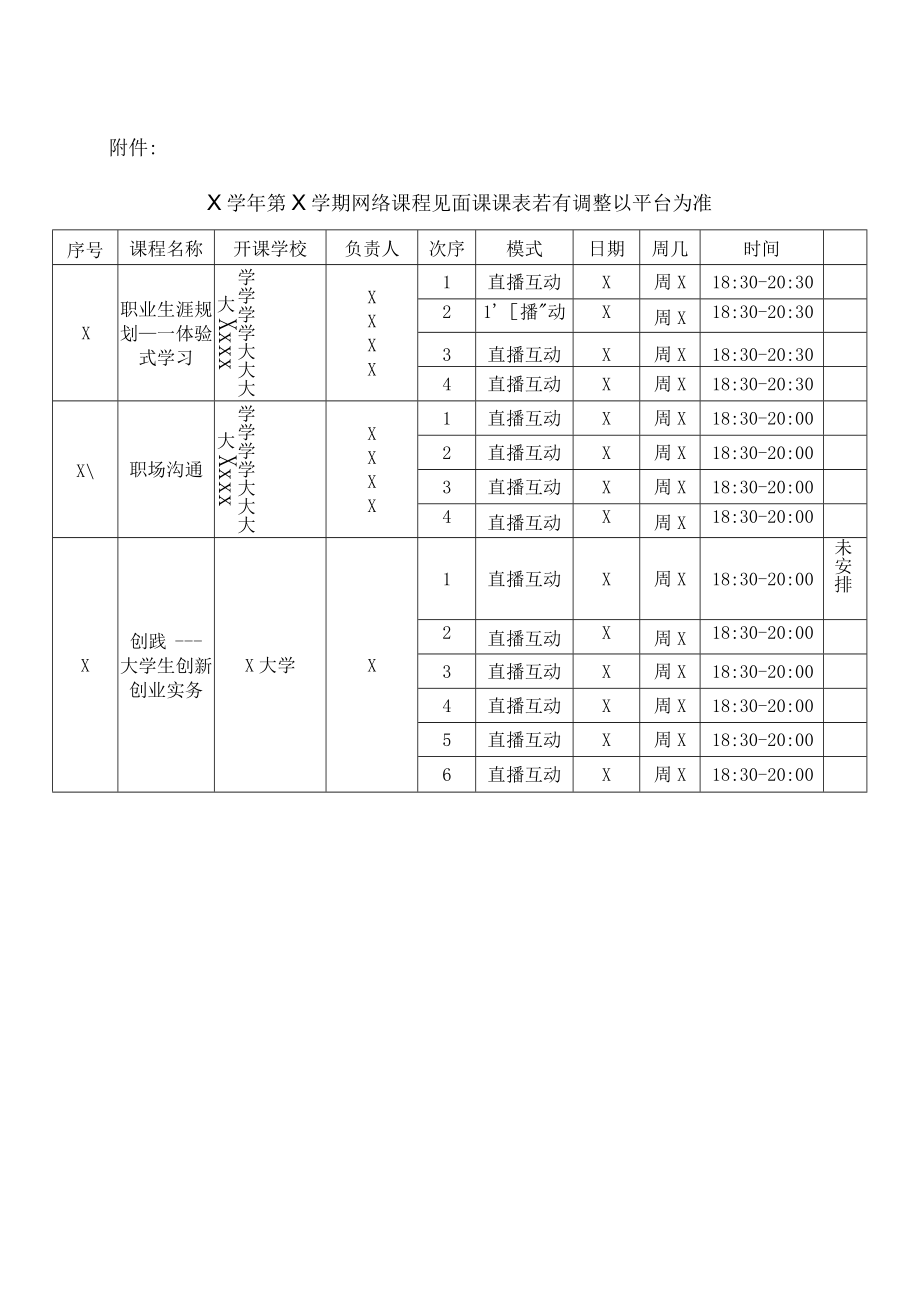 XX职业技术大学关于X学年第X学期网络课程现场直播见面课的通知.docx_第2页