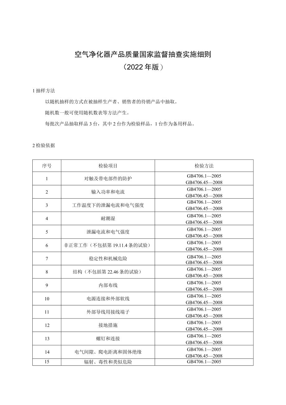 空气净化器产品质量国家监督抽查实施细则2022年版.docx_第1页