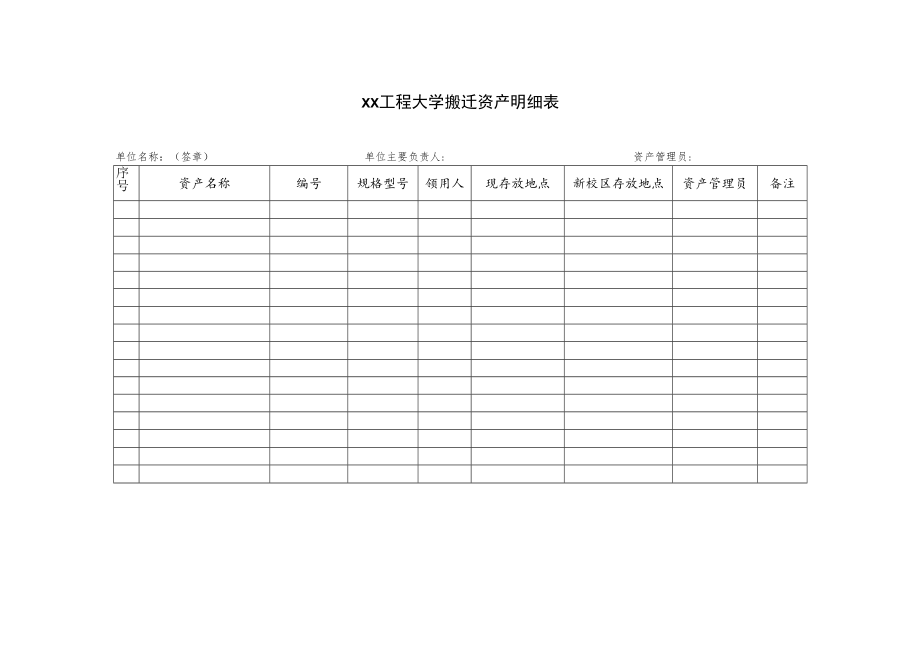 xx工程大学搬迁资产明细表.docx_第1页