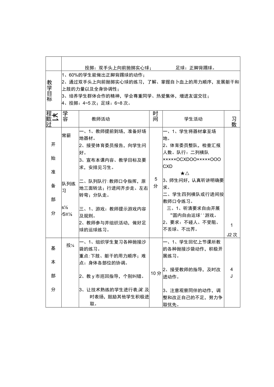 初中七年级体育教案共14课时.docx_第3页