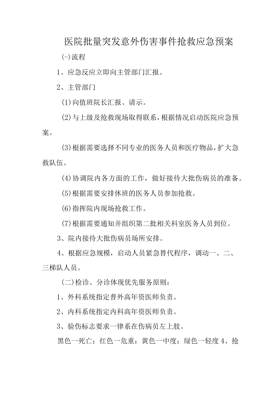 医院批量突发意外伤害事件抢救应急预案.docx_第1页