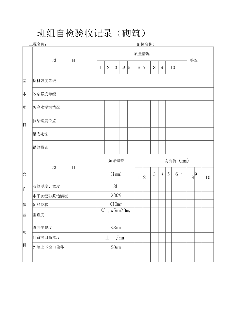 班组自检验收表.docx_第1页