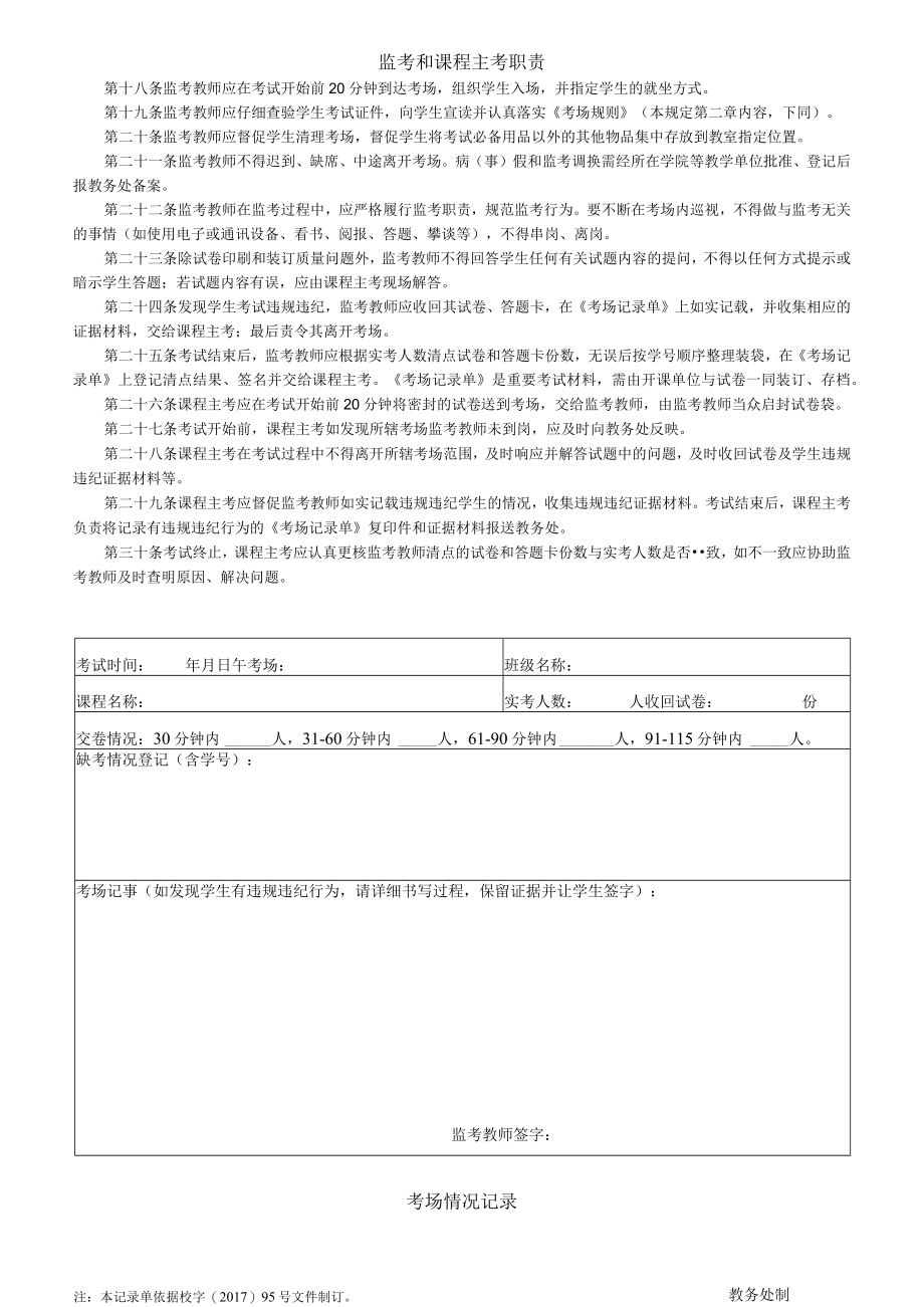 xx建筑工程大学《考场记录单》.docx_第2页