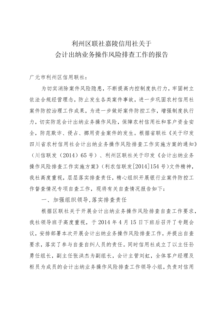 会计出纳排查自查报告.docx_第1页