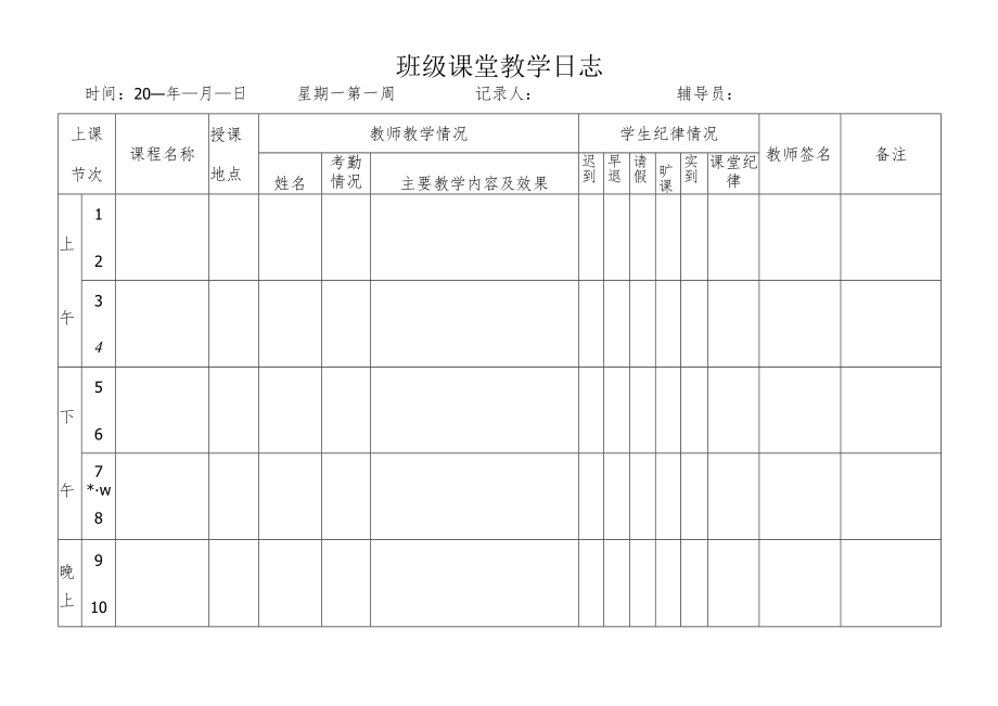 XX科技职业学院班级课堂教学日志.docx_第3页