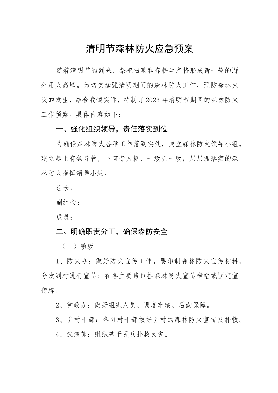 清明节森林防火应急预案.docx_第1页