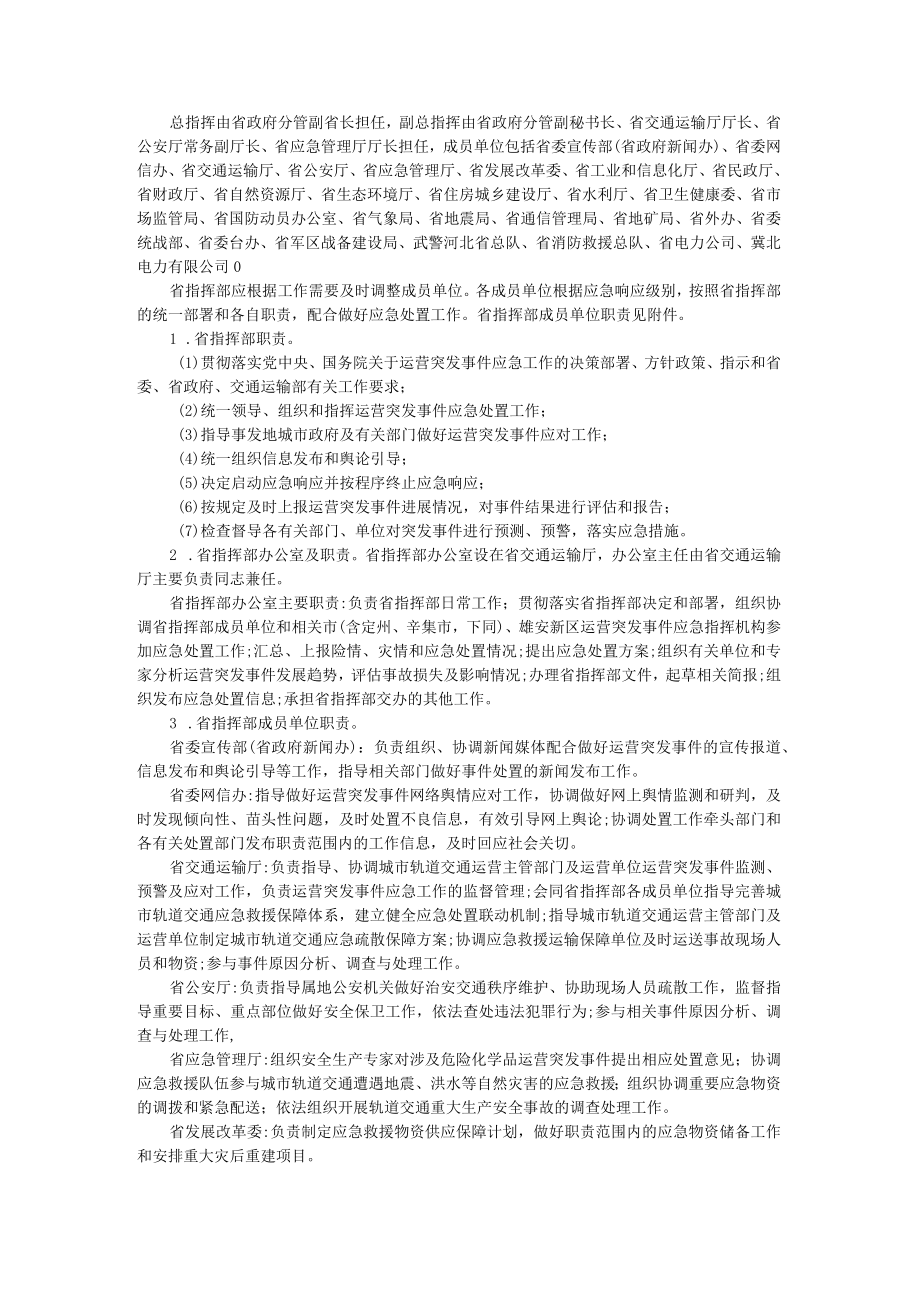 河北省城市轨道交通运营突发事件应急预案.docx_第2页