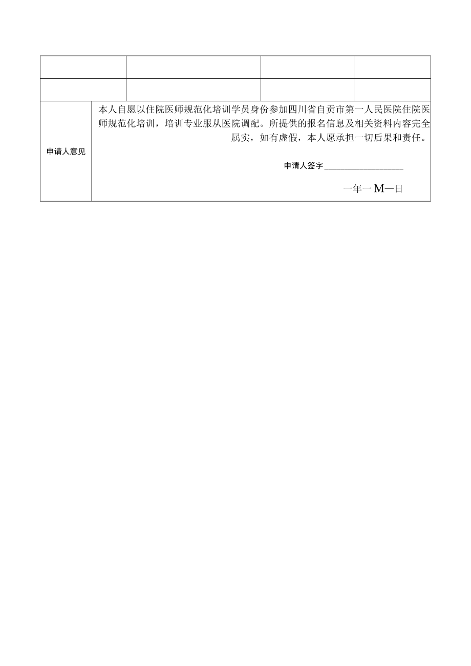 自贡市第一人民医院2021年住院医师规范化培训报名表.docx_第2页