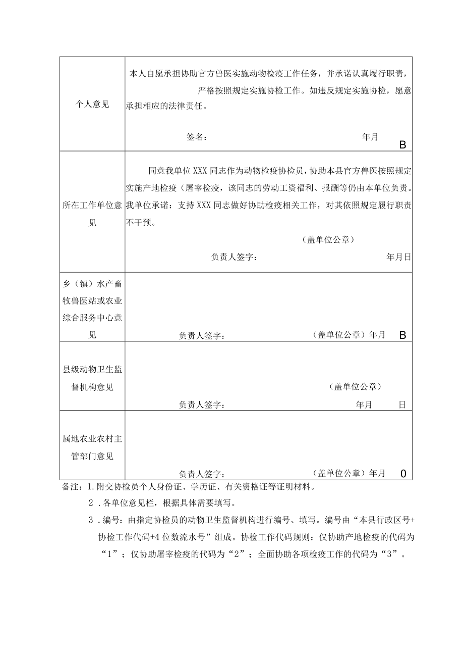 动物检疫协检员申请表、动物检疫协检员上岗证（样式）.docx_第2页