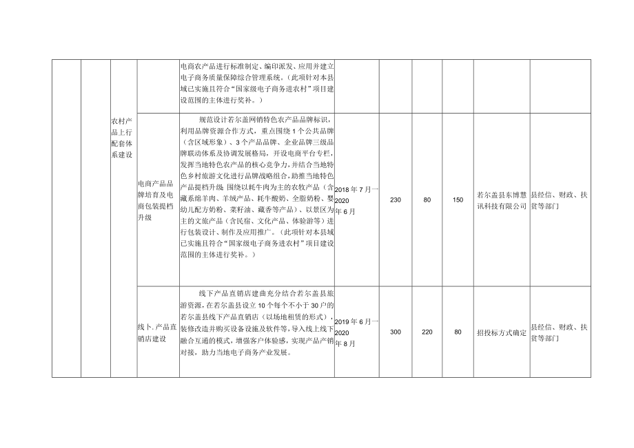 若尔盖县2018年国家级电子商务进农村综合示范县建设项目汇总表.docx_第2页