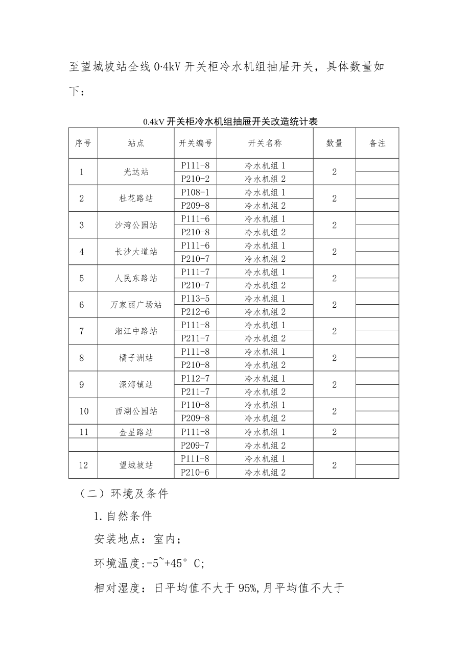 长沙市轨道交通2号线一期工程运营期正线04kV开关柜冷水机组抽屉开关改造工程项目用户需求书.docx_第3页