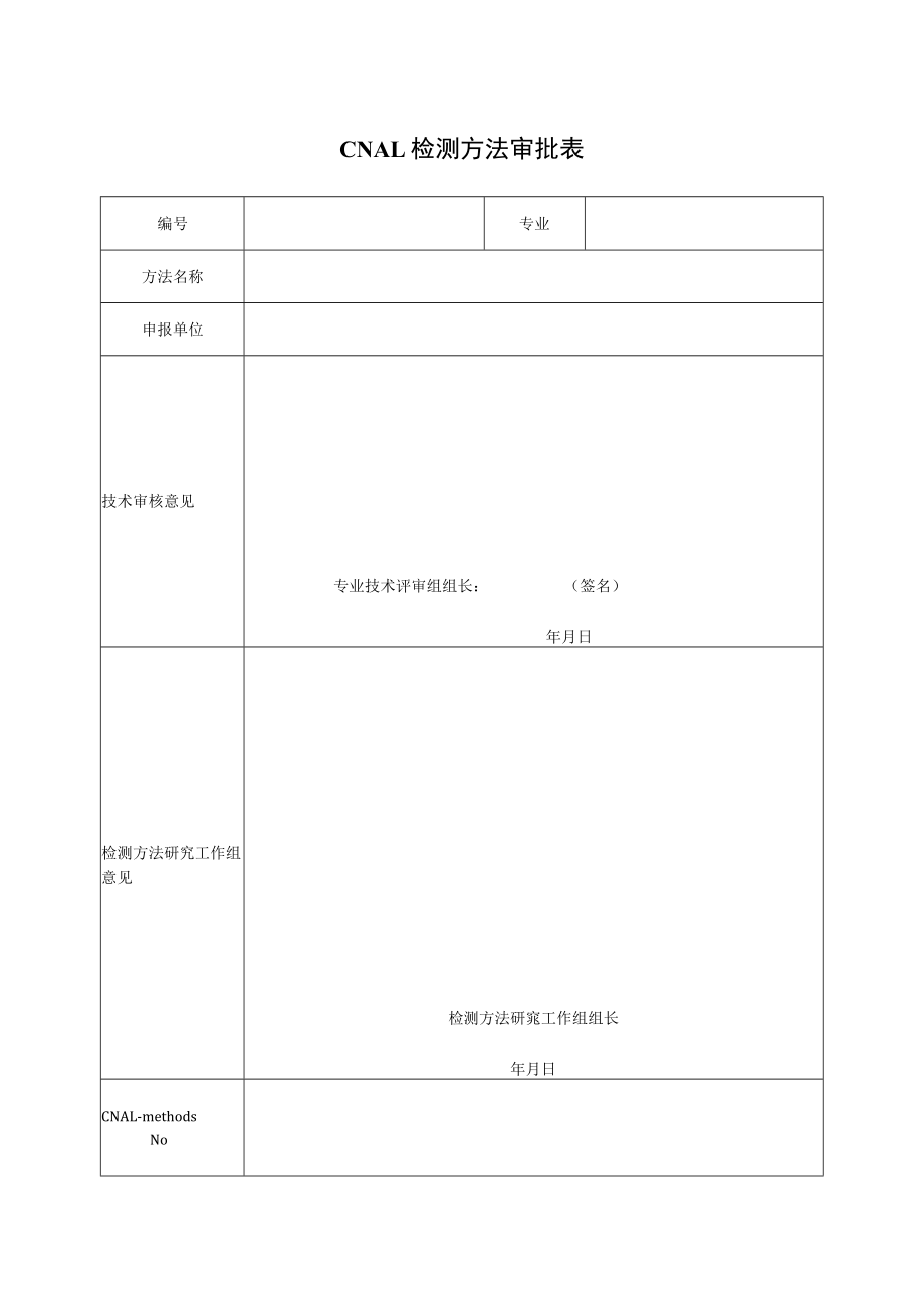 实验室认证资料7--CNAL检测方法审批表.docx_第1页