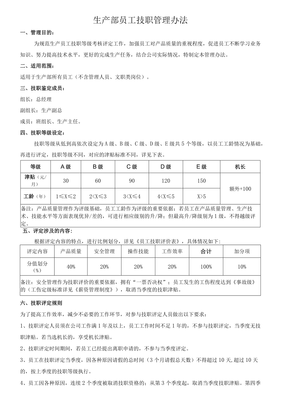 员工职级评定方案(含考评表).docx_第1页