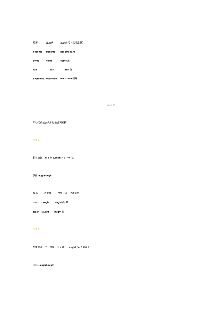 动词过去式和过去分词的不规则变化口诀.docx_第3页