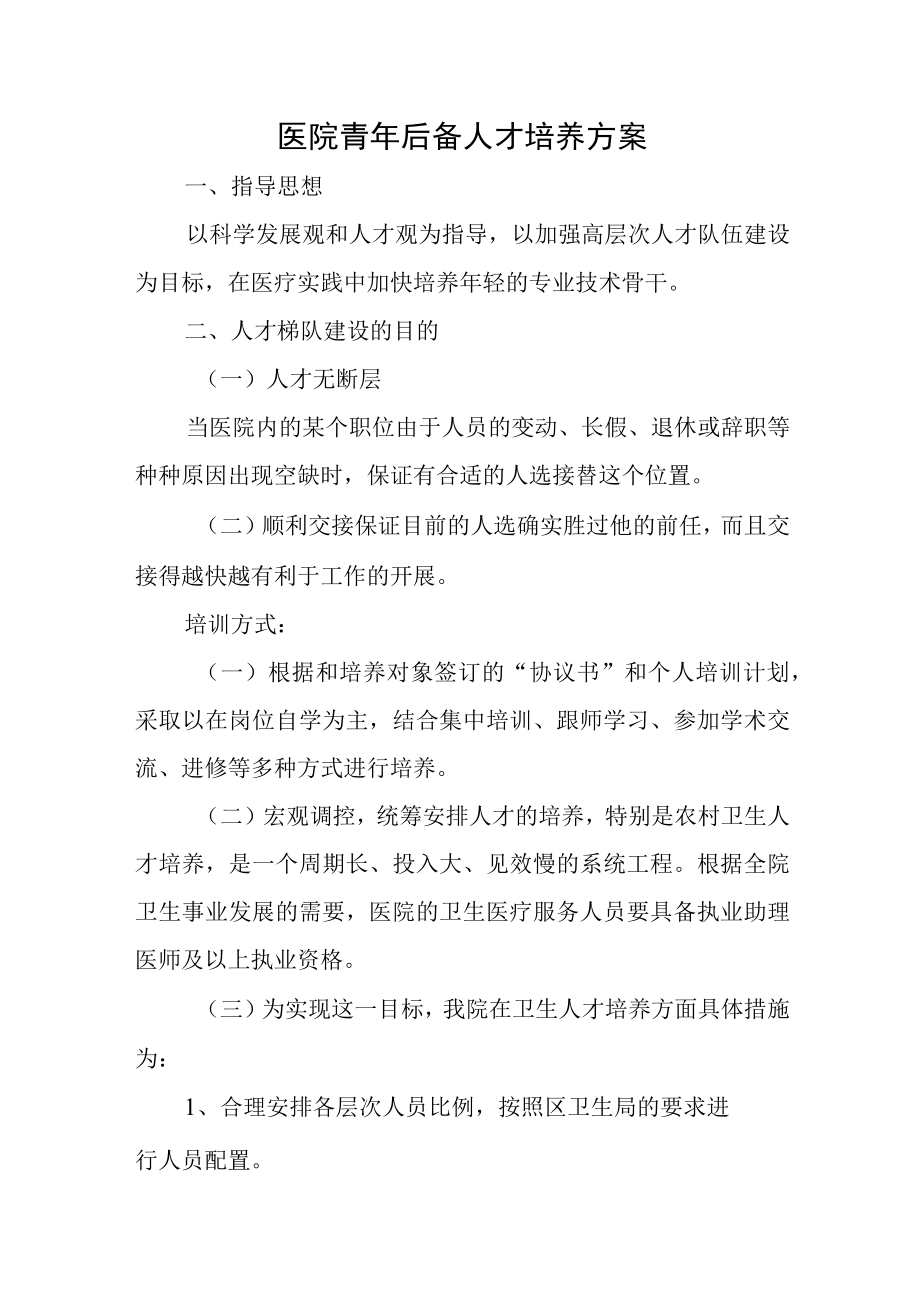 医院青年后备人才培养方案.docx_第1页