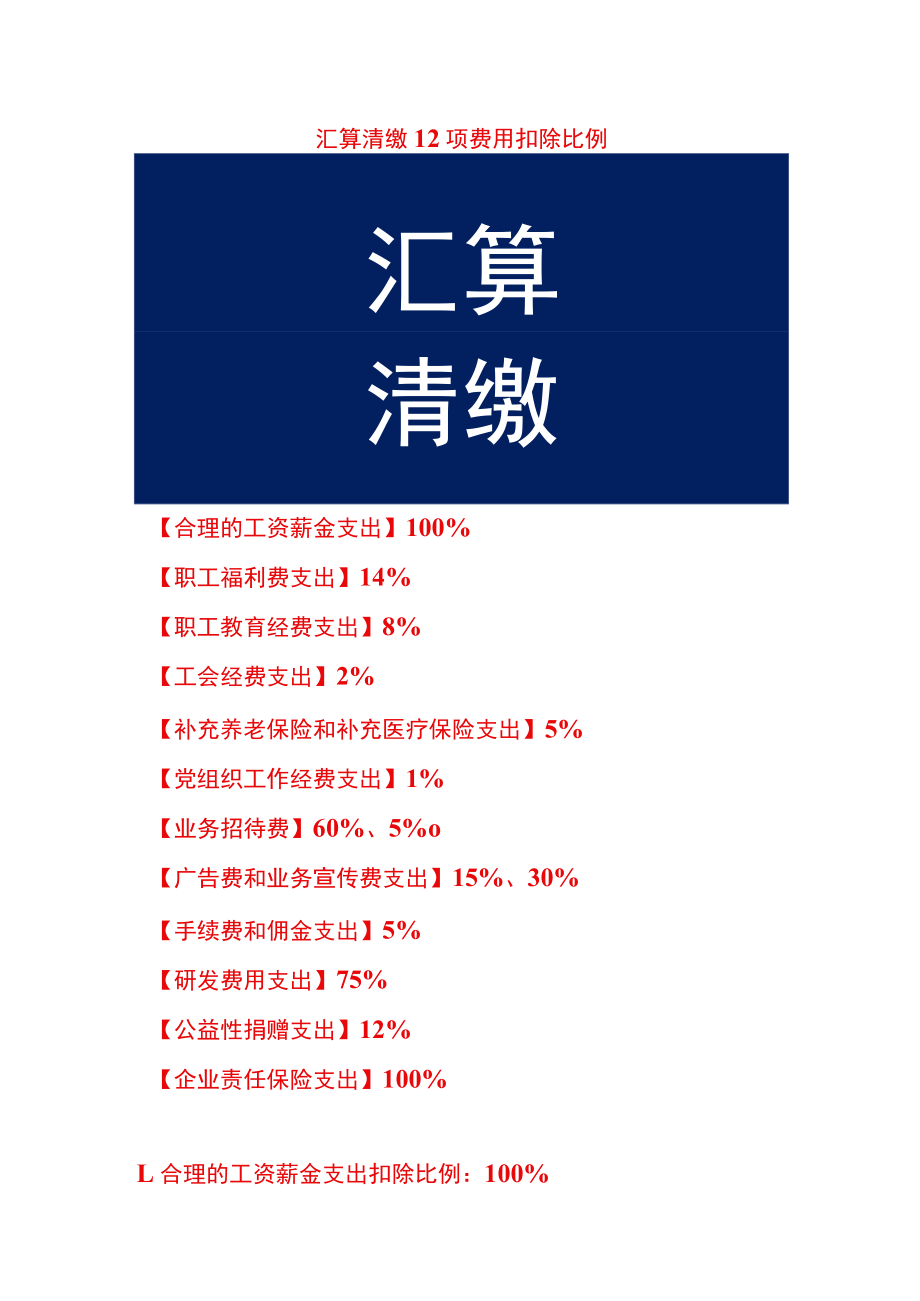 企业所得税汇算清缴扣除比例汇总.docx_第1页