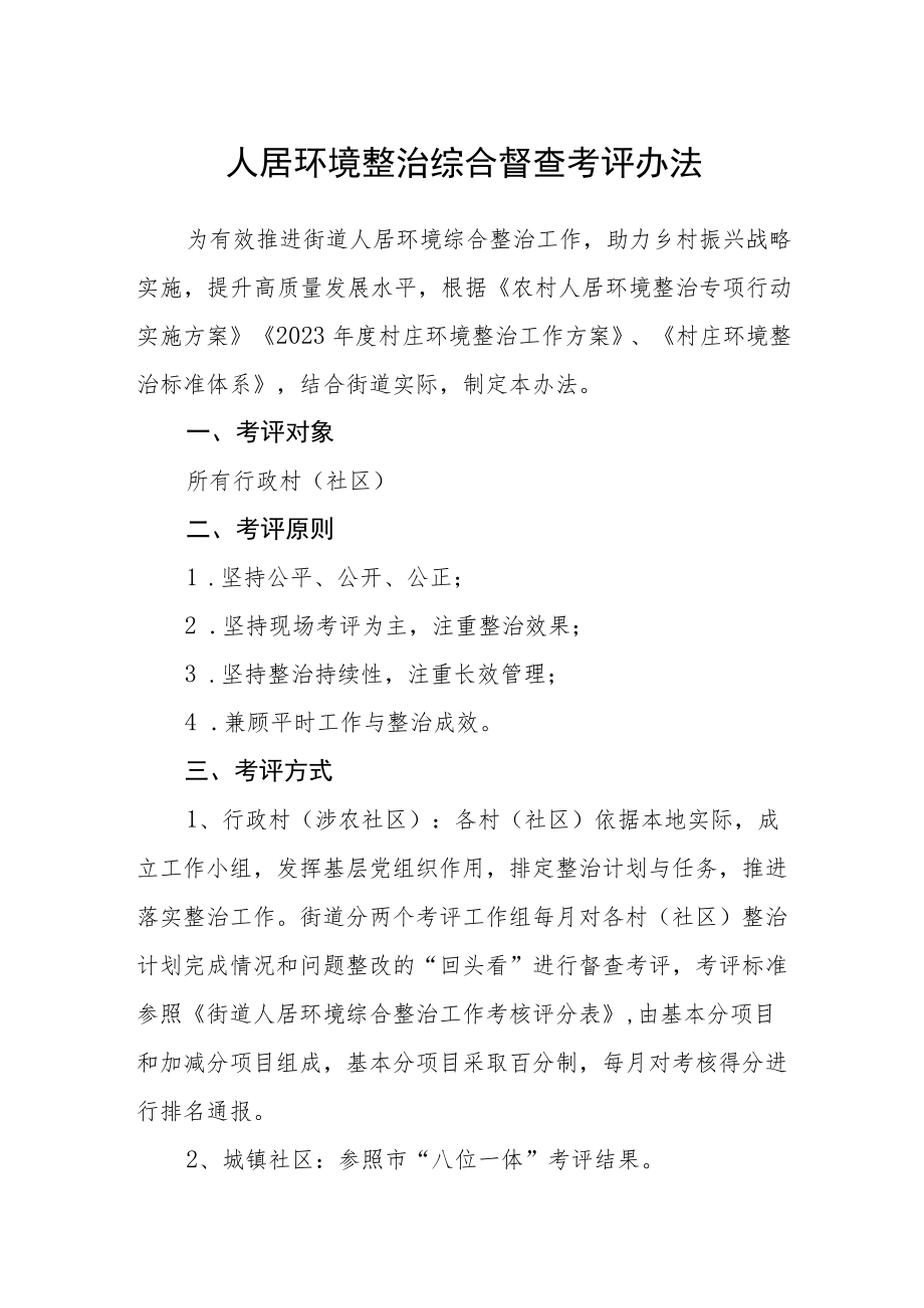 人居环境整治综合督查考评办法.docx_第1页