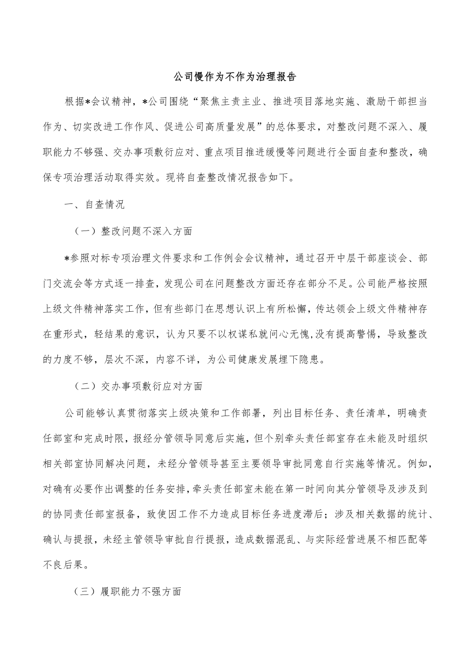 公司慢作为不作为治理报告.docx_第1页