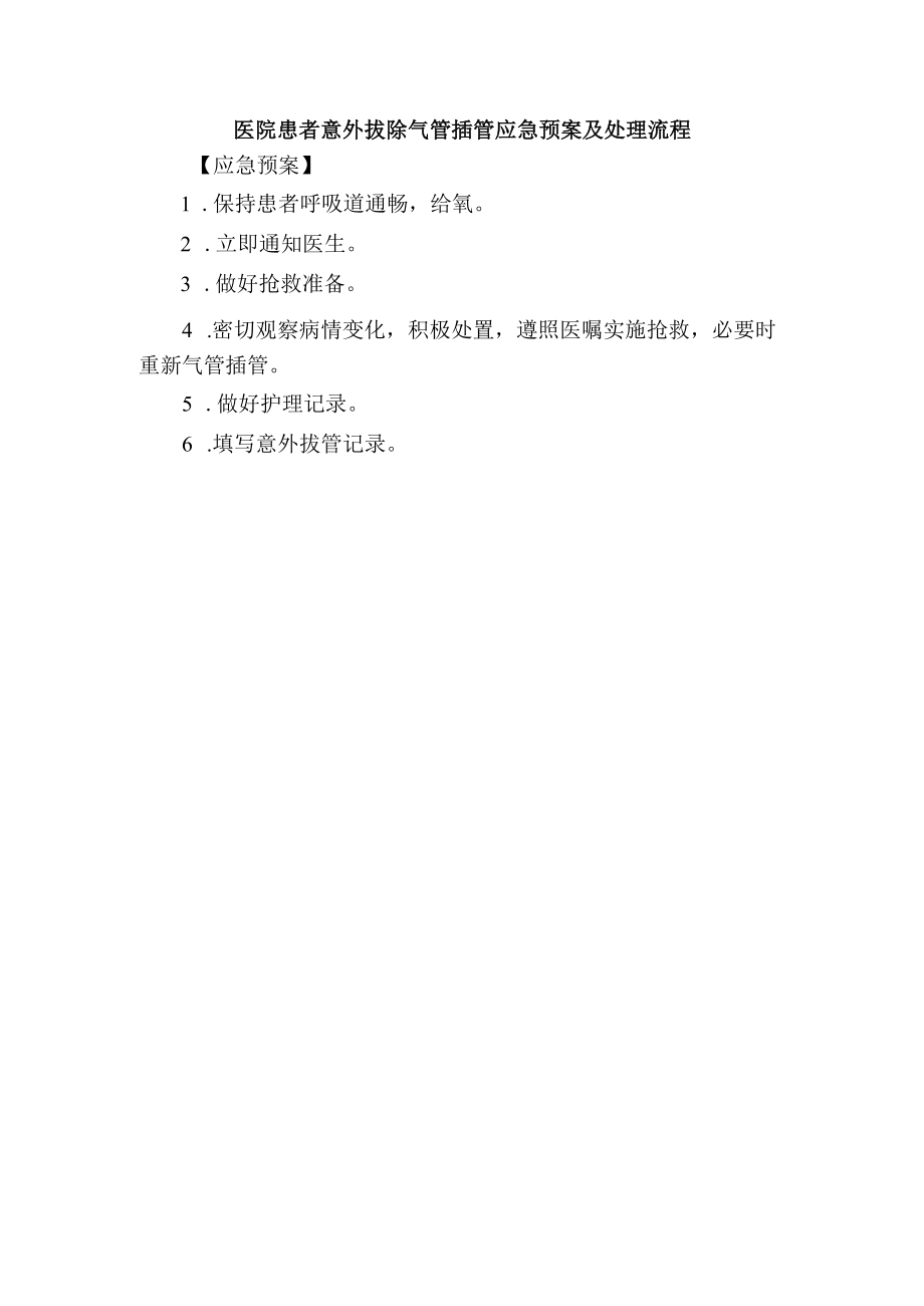 医院患者意外拔除气管插管应急预案及处理流程.docx_第1页