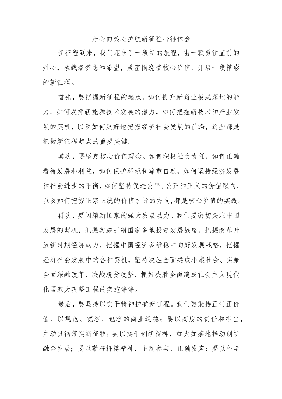 丹心向核心护航新征程心得体会.docx_第1页