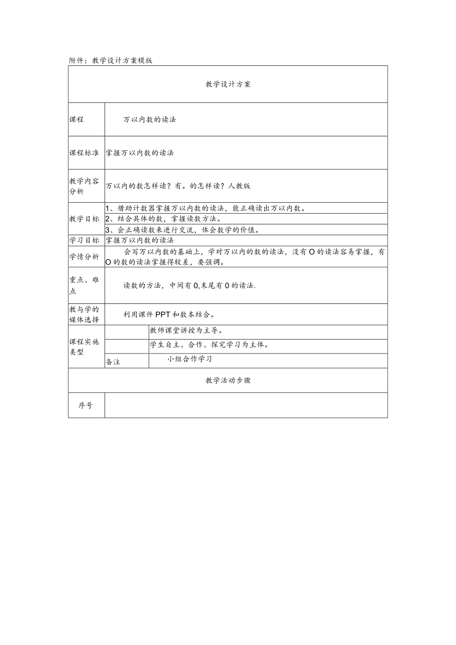 万以内数的读法 教学设计.docx_第1页