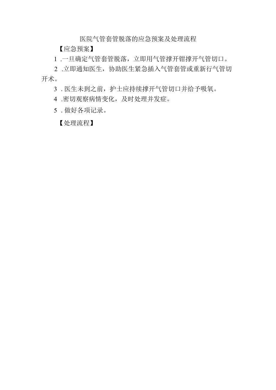 医院气管套管脱落的应急预案及处理流程.docx_第1页