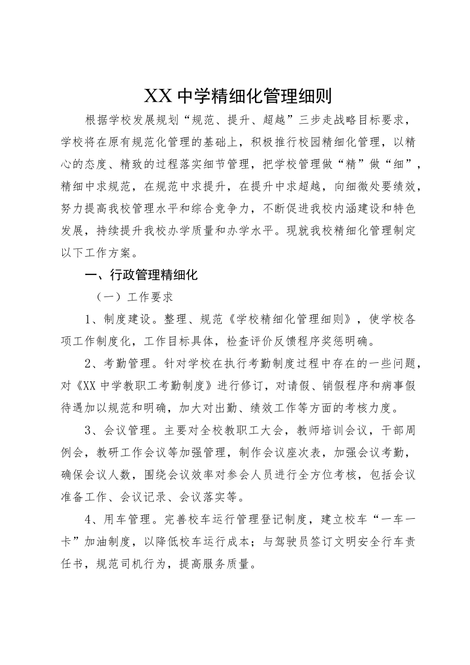 XX中学精细化管理细则.docx_第1页