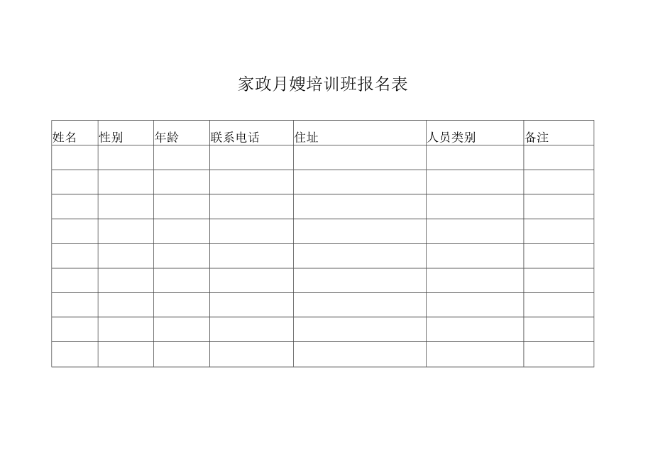 安子新家政 月嫂培训班报名表P1.docx_第1页