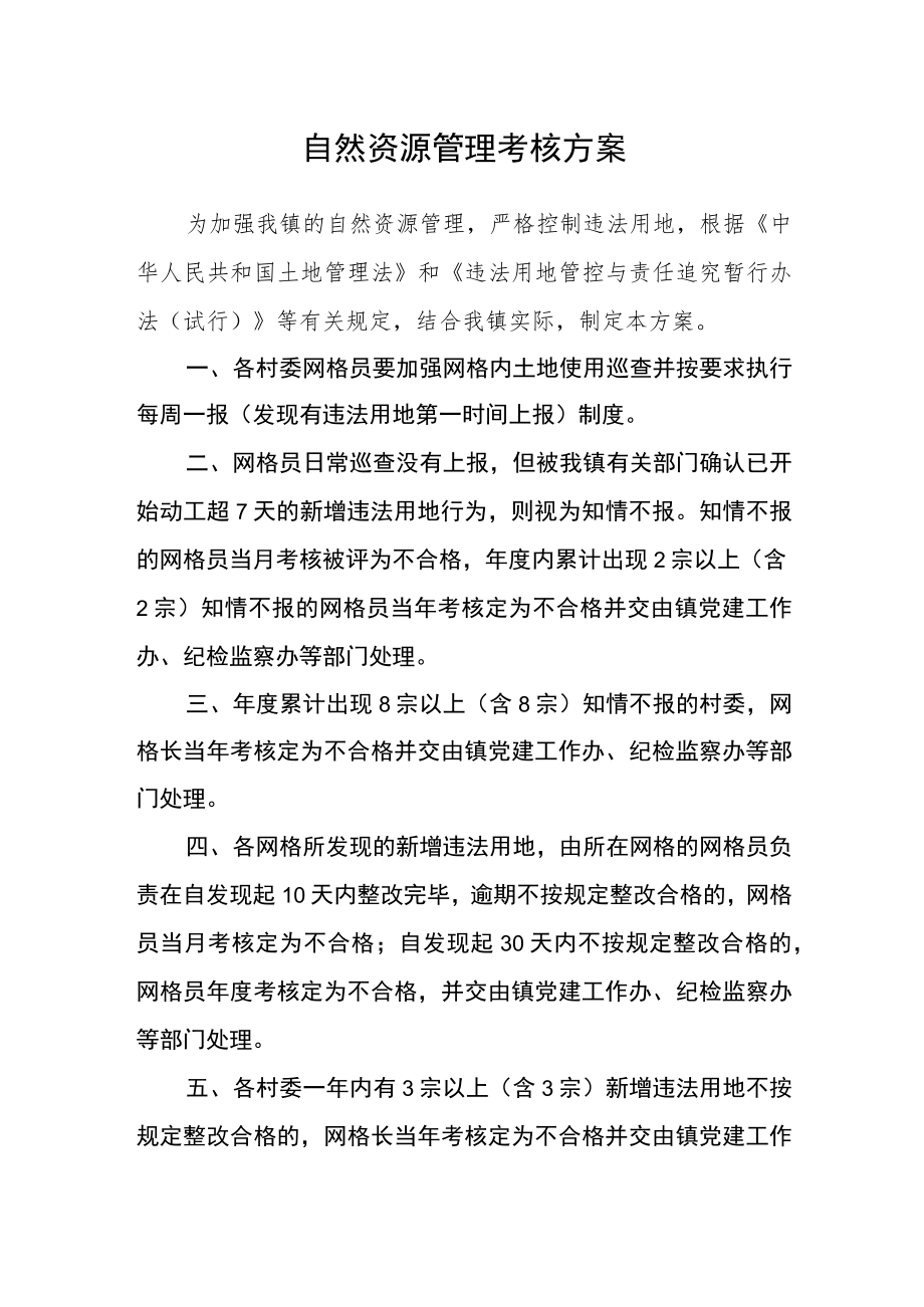 自然资源管理考核方案.docx_第1页