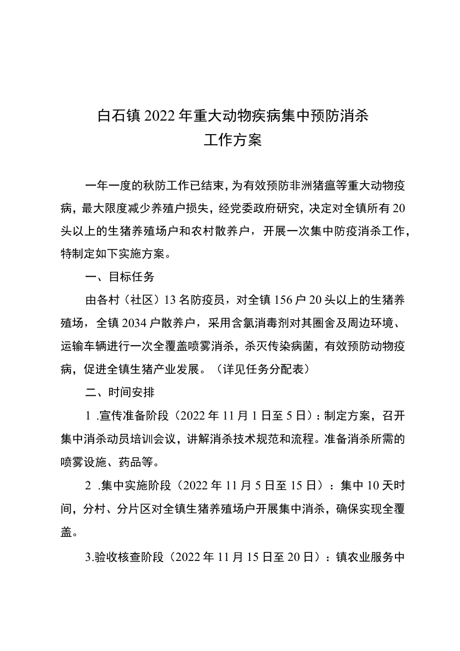 白石镇2022年重大动物疾病集中预防消杀工作方案.docx_第1页