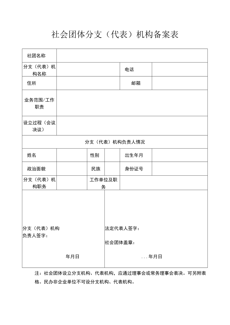 社会团体分支（代表）机构备案表.docx_第1页