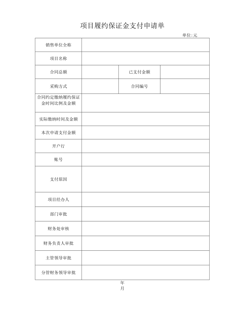 XX大学项目履约保证金支付申请单.docx_第1页