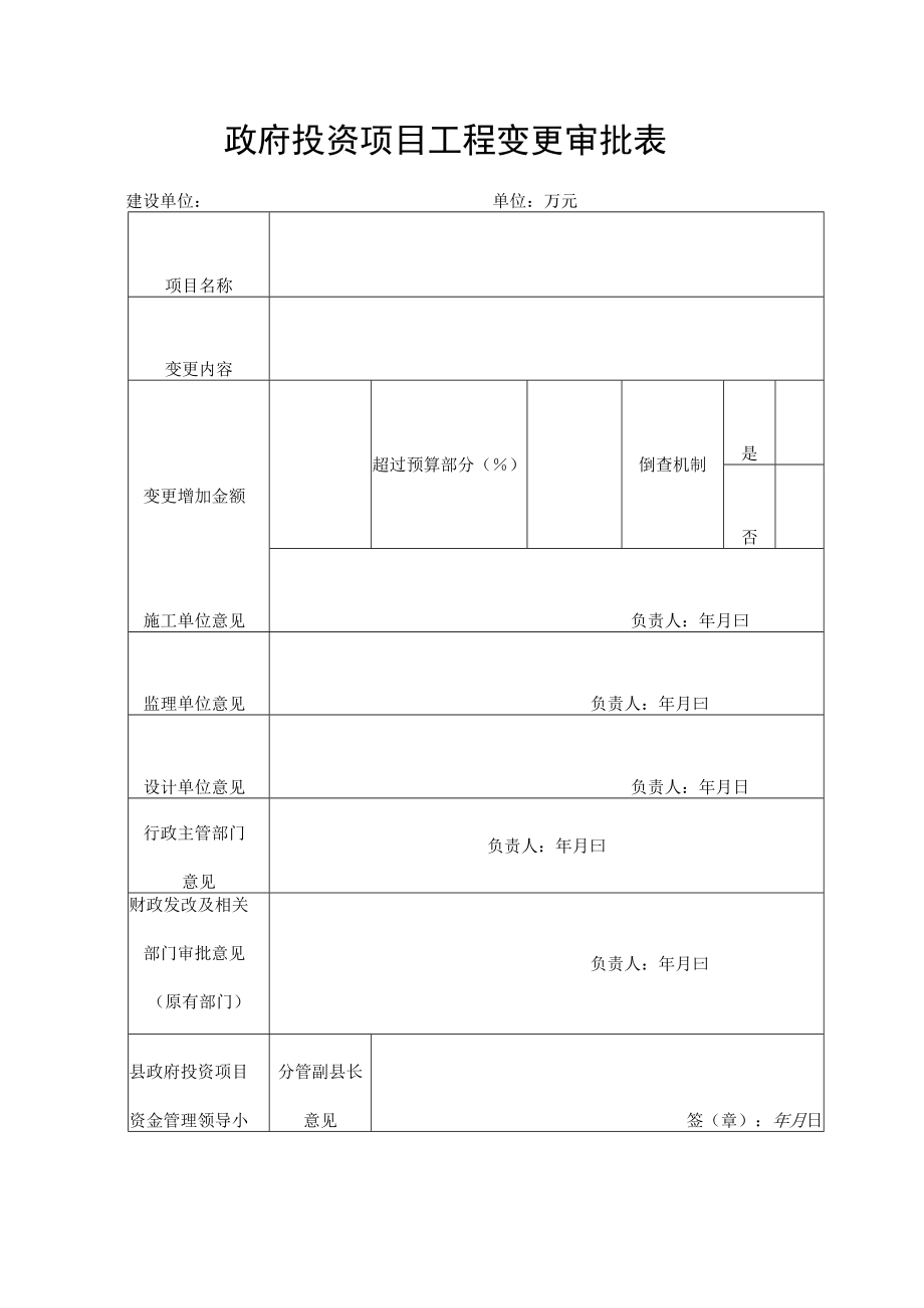 政府投资项目工程变更审批表.docx_第1页