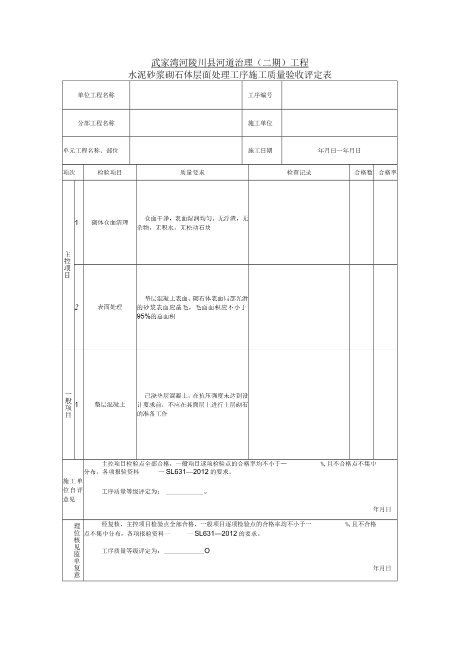 武家湾河陵川县河道治理二期工程4水泥砂浆砌石体单元工程施工质量验收评定表.docx_第2页