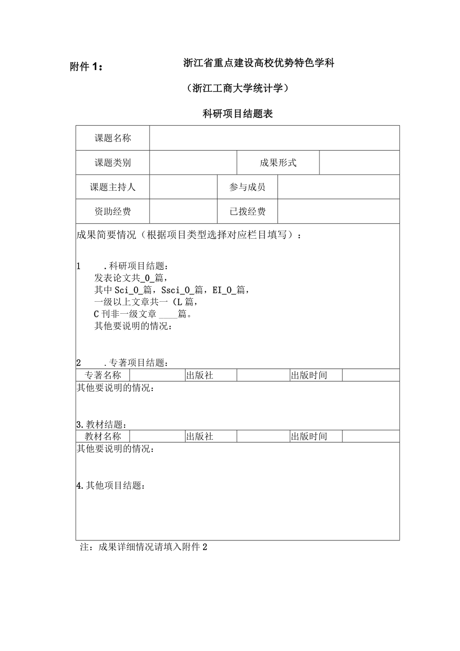 浙江省重点建设高校优势特色学科浙江工商大学统计学科研项目结题表.docx_第1页