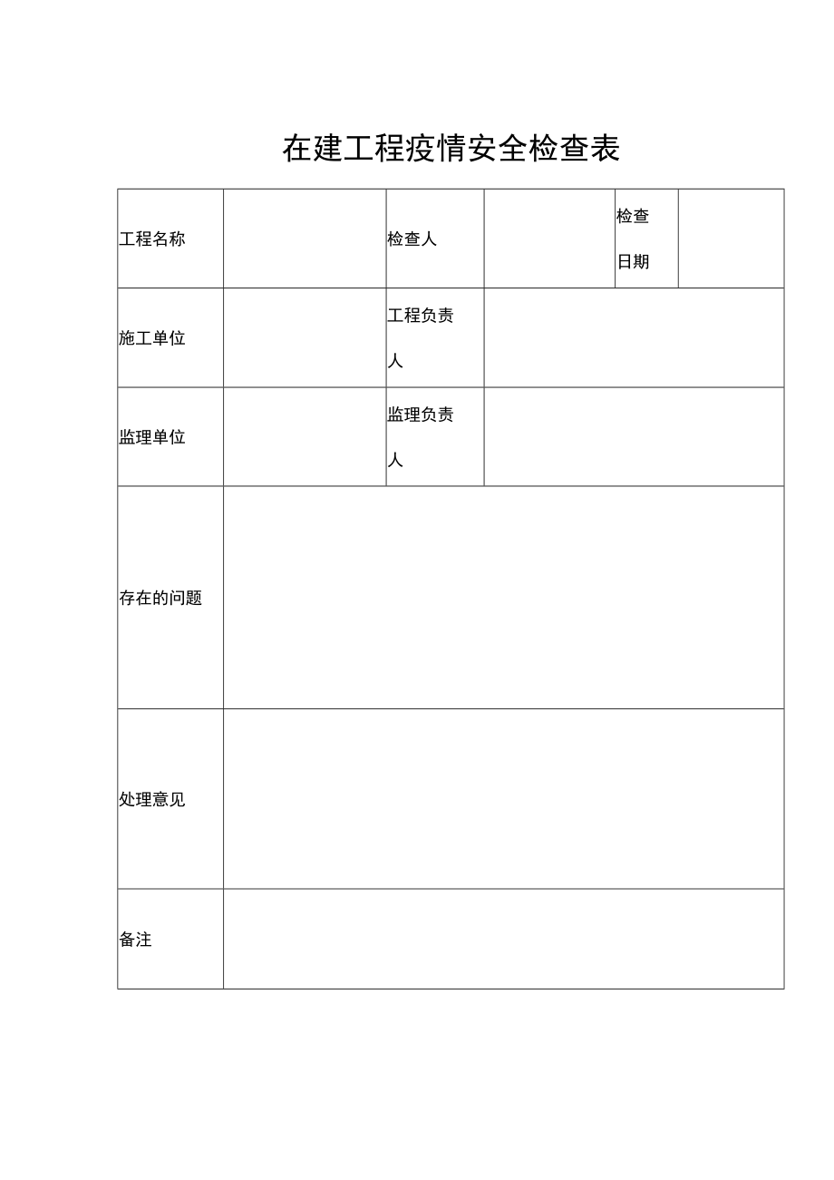 在建工程疫情安全检查表.docx_第1页