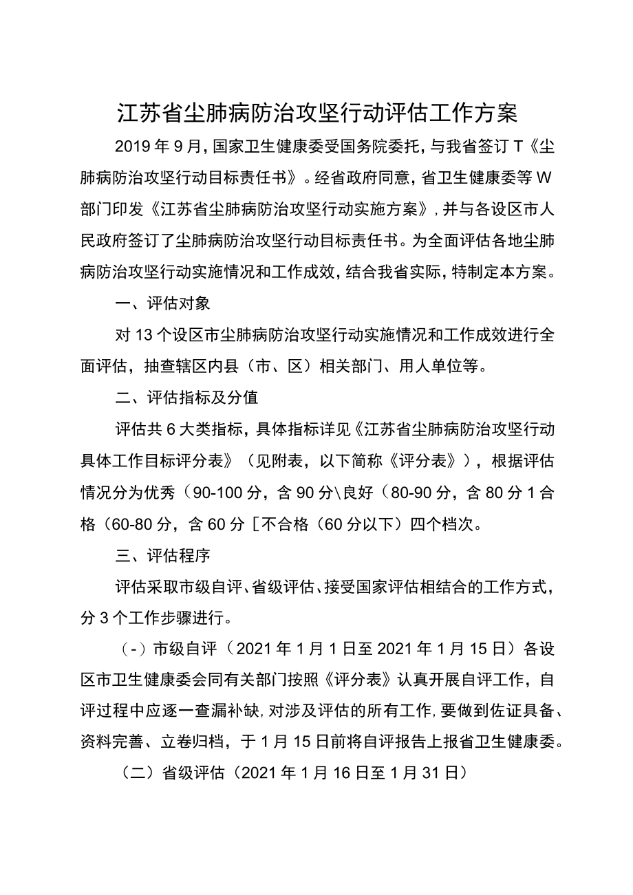 江苏省尘肺病防治攻坚行动评估工作方案.docx_第1页