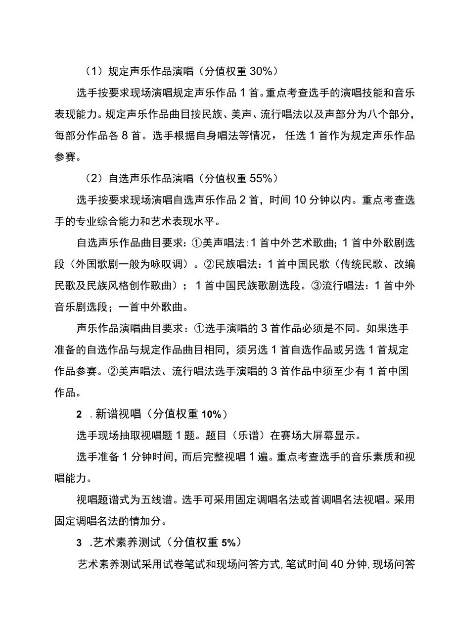 艺术专业技能（声乐表演）赛项竞赛方案-2023年河南省高等职业教育技能大赛竞赛方案.docx_第2页