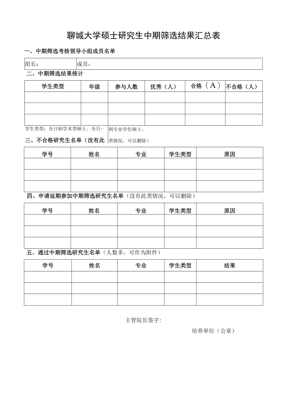 聊城大学硕士研究生中期筛选结果汇总表.docx_第1页