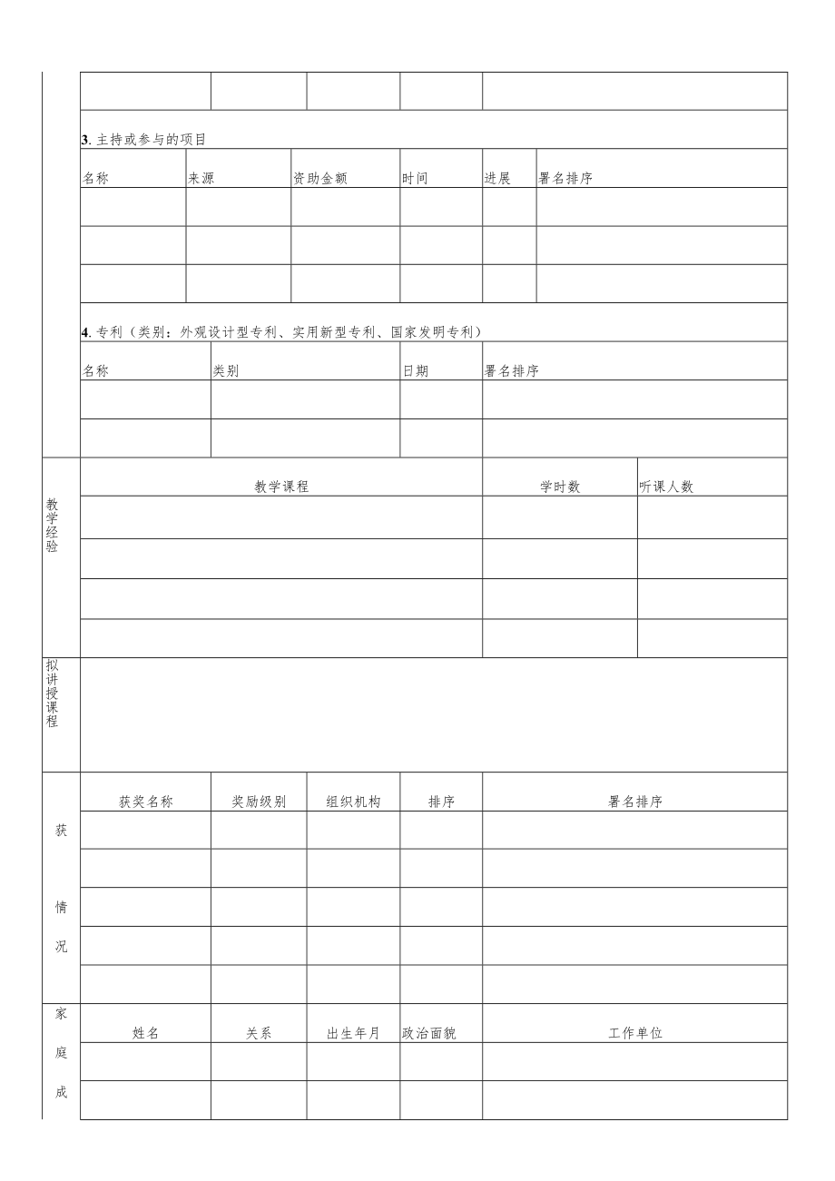 武汉学院应聘教学岗位人员登记表.docx_第2页