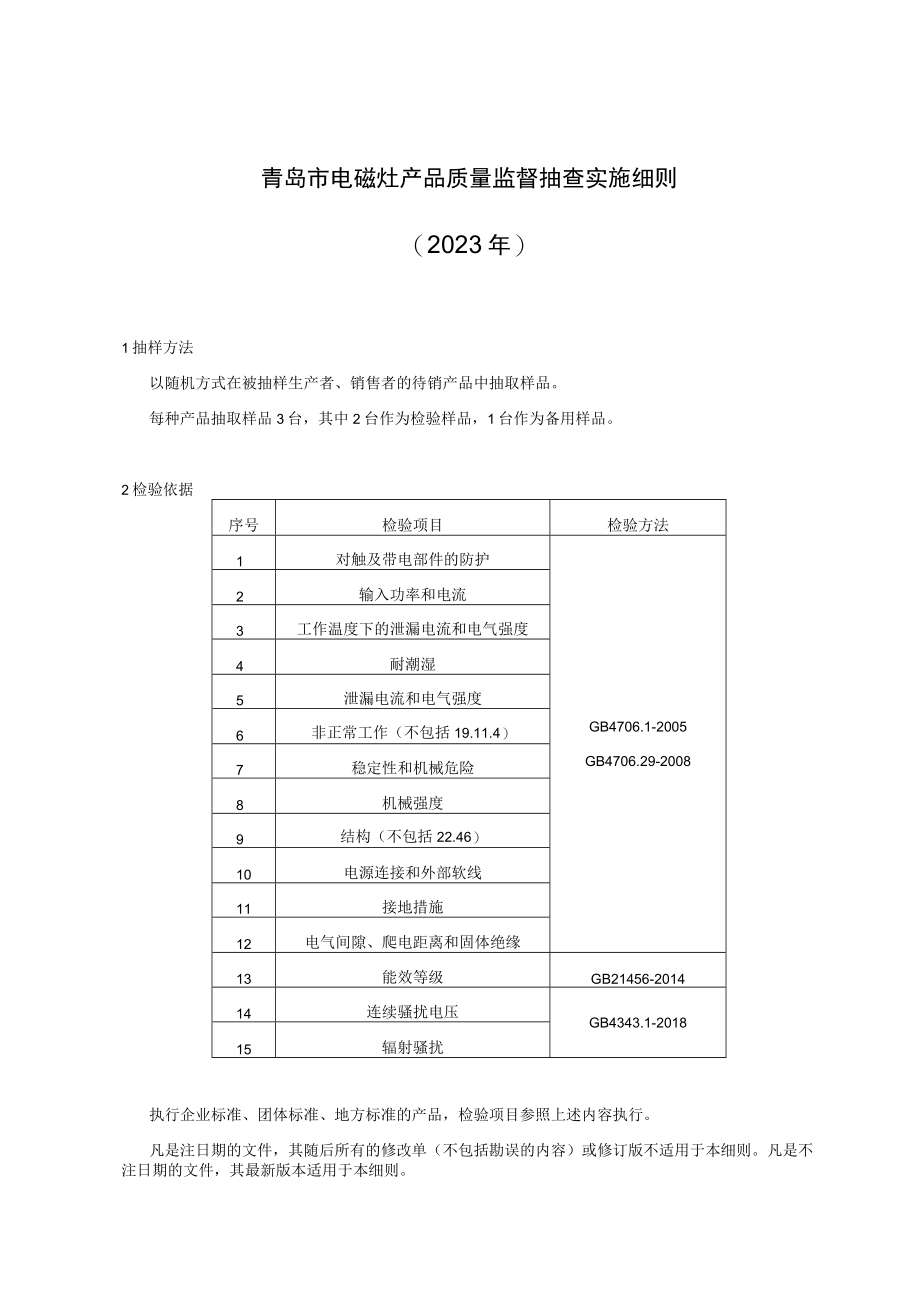 青岛市电磁灶产品质量监督抽查实施细则2023年.docx_第1页