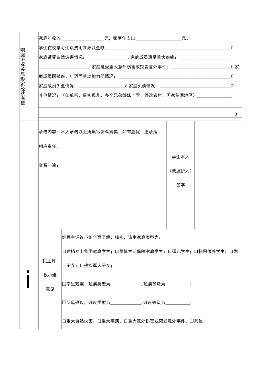 重庆建筑工程职业学院年家庭经济困难学生认定申请表院系专业班级.docx_第2页