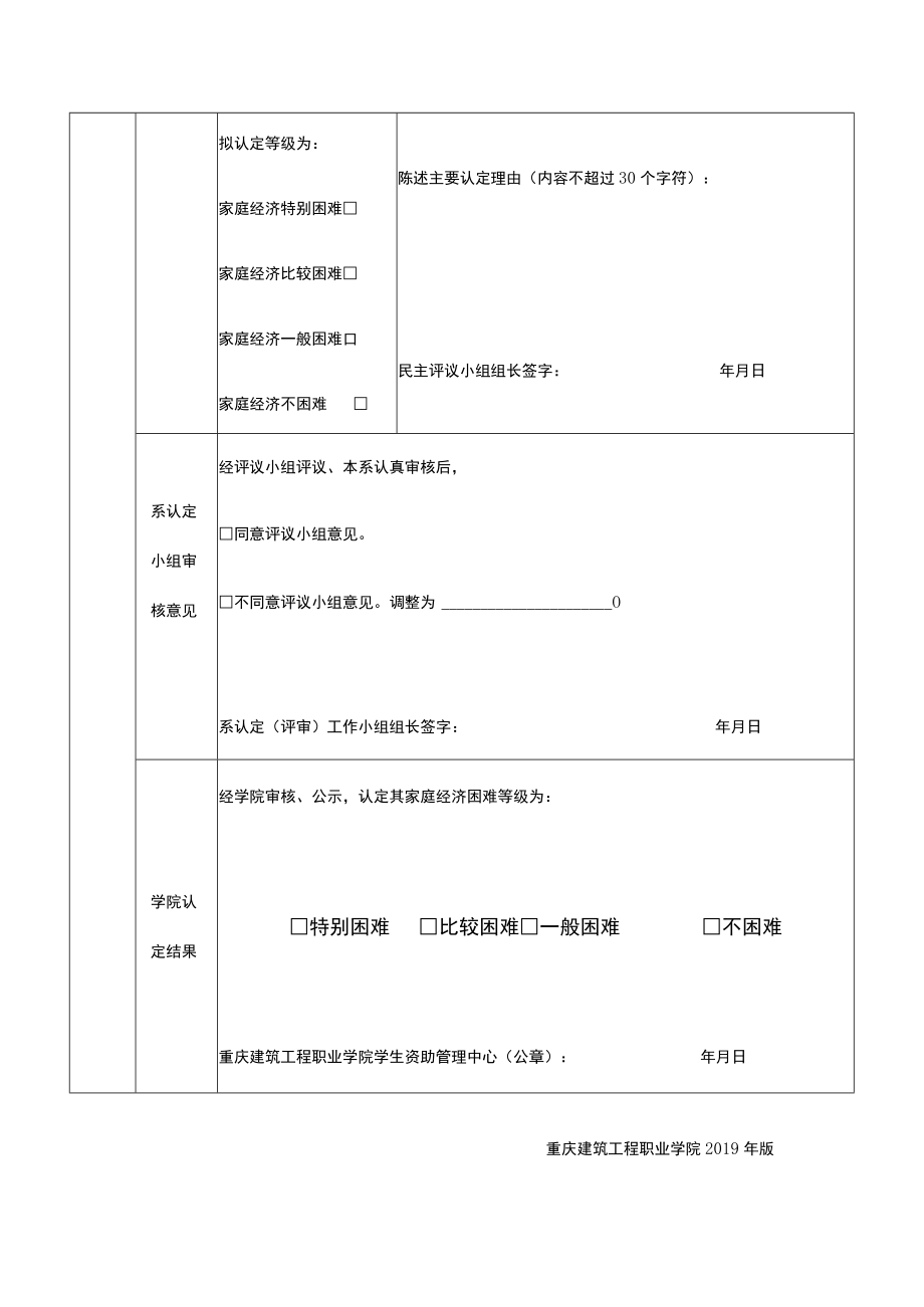 重庆建筑工程职业学院年家庭经济困难学生认定申请表院系专业班级.docx_第3页