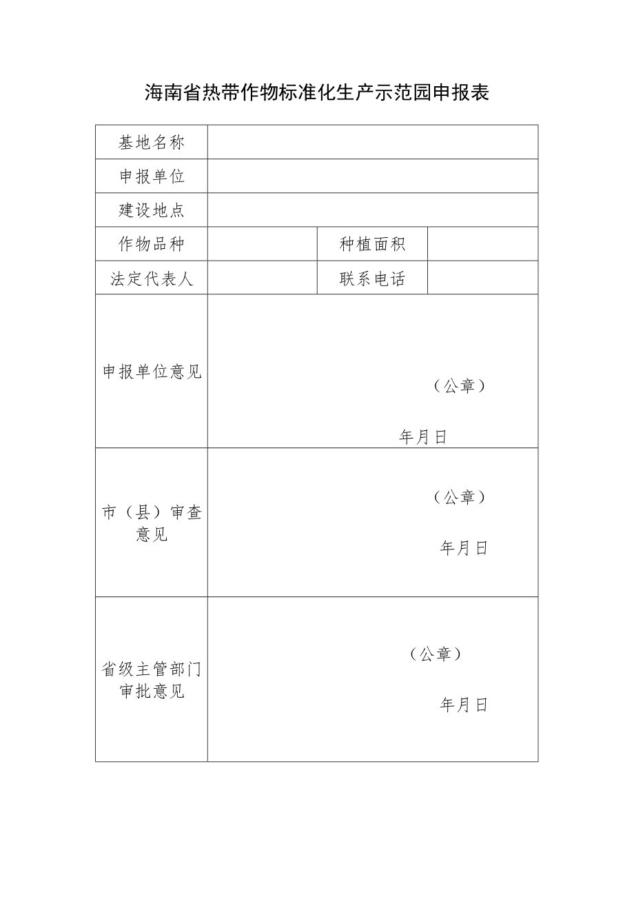 海南省热带作物标准化生产示范园申报表、认定、复评申请书、评分标准（暂行）.docx_第1页